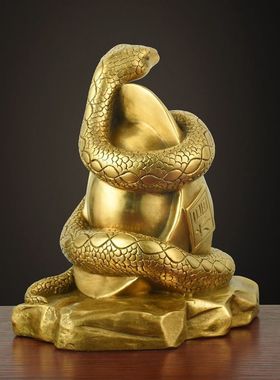 室内铜蛇摆件十二生肖蛇吉祥物招财家居装饰品