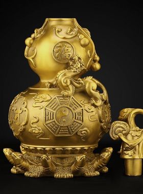 铜葫芦摆件天医葫芦铜九龟葫芦大号玄关家用乔迁开口空心九龟阵