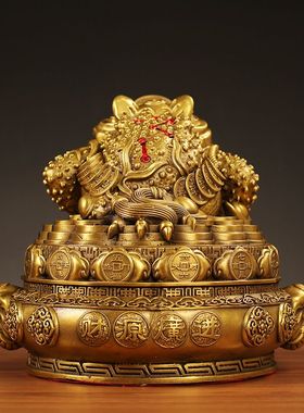 室内铜金蟾摆件元宝铜钱聚宝盆三足金蟾客厅吉祥物店铺开业礼品