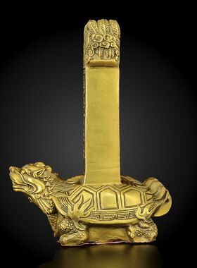 纯铜泰山石敢当摆件霸下神兽太平龙龟驮碑横梁压顶仿办公桌面装饰