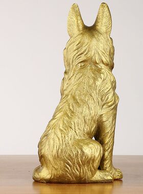 室内黄铜狼狗摆件十二生肖狗坐地狗铜狗铜器工艺品