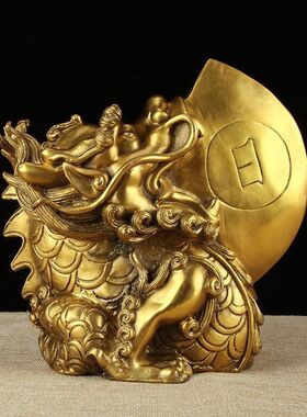 纯铜日月兽铜睚眦摆件铜大睚眦龙二子铜龙之九子家居摆件