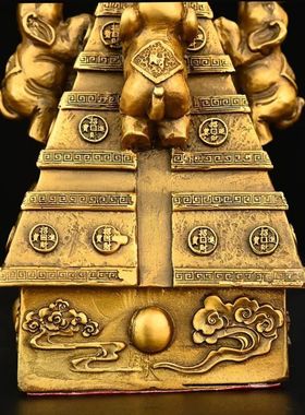 室内铜四象生财摆件全铜吉象财塔家居办公室桌面装饰小号