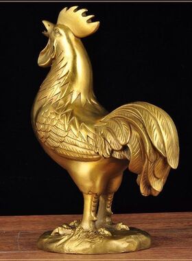室内黄铜生肖公鸡摆件元宝鸡金鸡报晓家居生肖吉祥物客厅