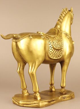 室内纯铜马到成功招财摆件生肖马办公室客厅玄关酒柜装饰铜工艺品
