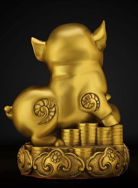 纯铜猪摆件黄铜金猪铜猪福猪十二生肖猪可爱猪工艺品摆件客厅饰品