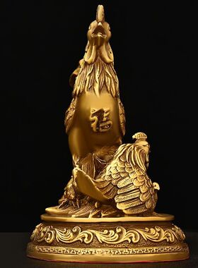 纯铜鸡摆件纯铜大公鸡十二生肖金鸡母鸡工艺品桃花家居卧室装饰
