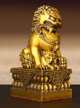 铜狮子摆件一对宫门狮北京狮故宫狮大号门口家居店铺