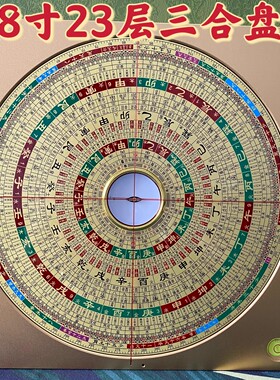 正品万福堂 铝合金罗盘高精度专业8寸28层三元三合综合盘三合盘