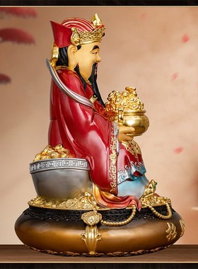 极速纯铜彩绘财神爷家用供奉神像佛像坐像K店铺招财开业聚宝盆办