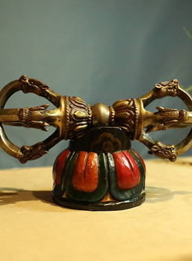 新品尼泊尔手工金刚杵五股大号金刚J莲花藏氏铁杵杵桌面摆件