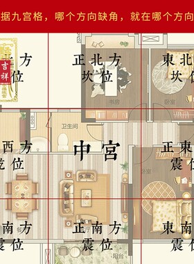 极速房屋方位缺角补角金属贴化解挂D件门对门楼梯对卫生间卧室隐