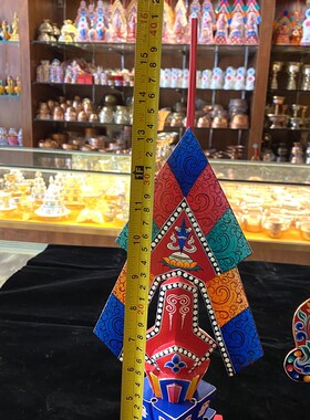 新品尼泊尔手工彩绘实木三根本朵A玛藏式居家摆件纯手工艺品一套