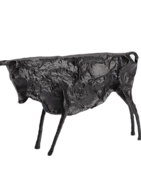 极速新中式创意铸铁黑p牛摆件样板房售楼部酒店家居玄关简约软装