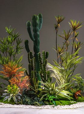 新品大型露营风j装饰绿植组合设计插花假树仿真植物室内室外造景