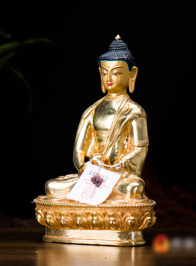 新品阿弥陀铜像全铜鎏金室内家用现代用品客P厅7寸三世佛铜铜像