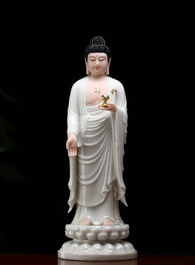 新品汉白玉西方三圣佛像观音菩A萨家用供奉观音佛像阿弥陀佛像站