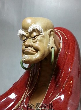 推荐高山流水罗汉弹古琴收藏摆件陶瓷石湾公仔开张送礼客厅玄关