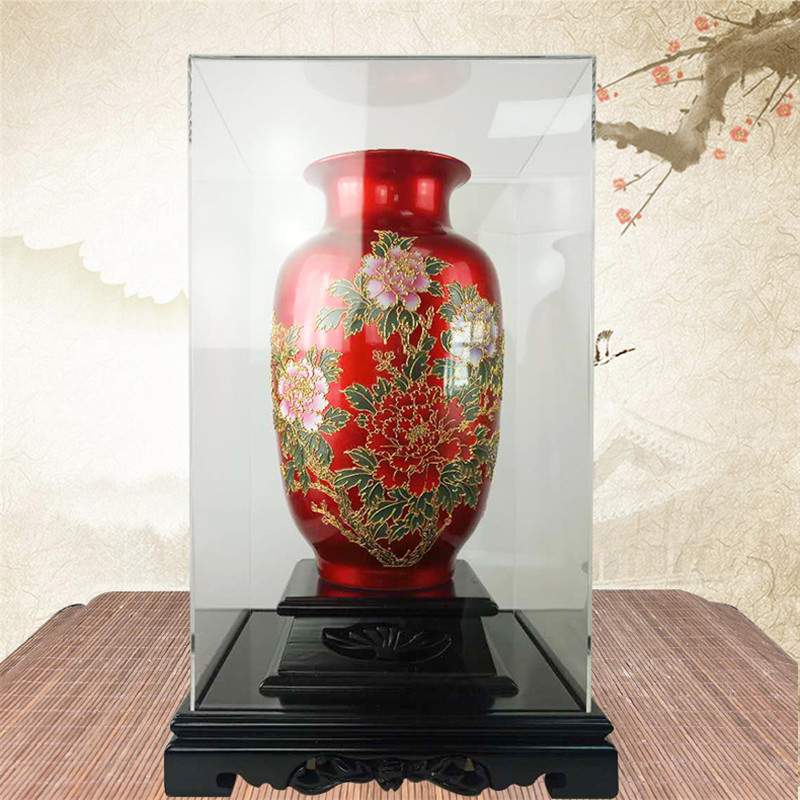 中式装饰陶瓷瓶花开富贵漆线雕水晶釉贴金箔的摆件直销 - 图0