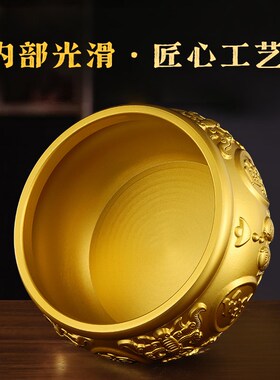 黄铜聚宝盆摆件招财聚财家用聚财米缸存钱罐家居桌面店铺开业礼品