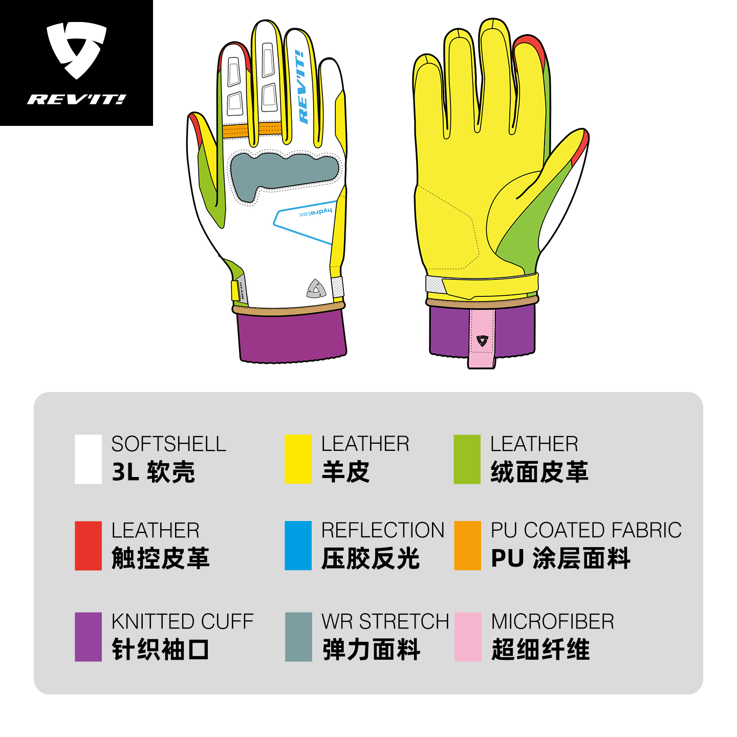 REVIT锐飞特海德拉3 H2O摩托车骑行针织手套防摔抗撕裂防水保暖 - 图3