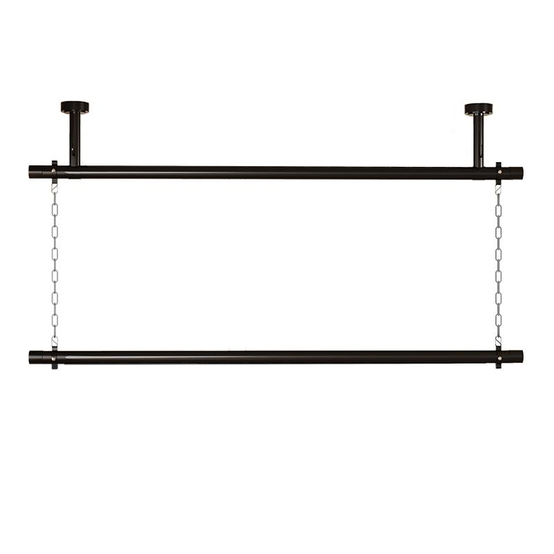 包安装阳台晾衣杆固定式悬挂晾被杆防风单杆晾衣架上下双层杆上挂 - 图3