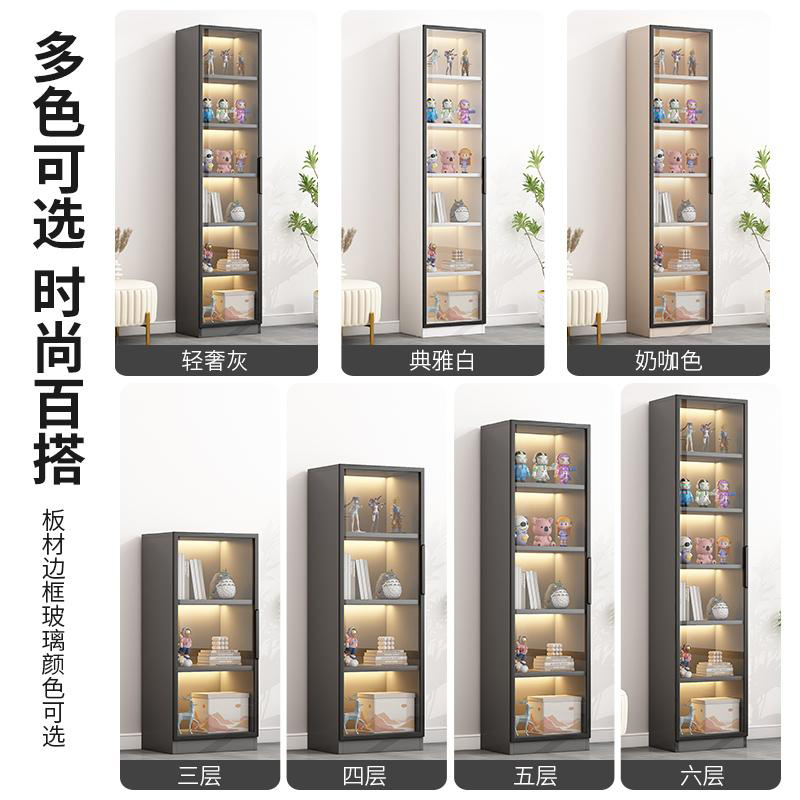 Bookcase with glass door custom-made integrated wall-to-top bookshelf home living room display wine cabinet solid wood hand-made cabinet