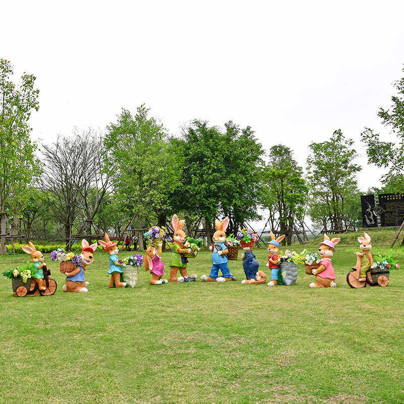 户外卡通花缸兔子雕塑花园庭院仿真动物花盆摆件幼儿园落地装饰品,淘宝优惠券,粉丝福利购,淘宝优惠卷