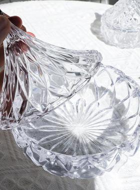 水晶玻璃储物罐创意透明咖啡方糖罐带盖糖果盅糖缸零食干果收纳罐