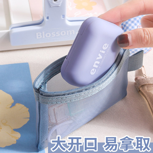 透明网纱收纳袋复古色零钱包分装卡片小包钥匙口红公交卡化妆品尼龙便携大容量时尚迷你身份证袋数据线耳机女 - 图2