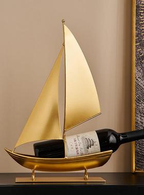 创意帆船红酒架轻奢家用高档客厅酒柜葡萄酒架工艺礼品摆饰高级软