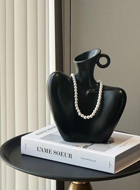 高级感艺术创意人体锁骨陶瓷花瓶客厅玄关桌面酒柜小众设计感摆件