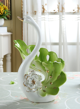 欧式天鹅陶瓷花瓶酒柜客厅电视柜摆件家居创意装饰品结婚礼物乔迁