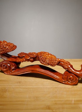 花梨木雕灵芝如意摆件家居电视柜客厅玄关装饰工艺品开业乔迁送礼