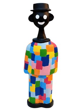 彩色马赛克人物雕塑摆件树脂样板房酒柜艺术设计师软装高级感小众