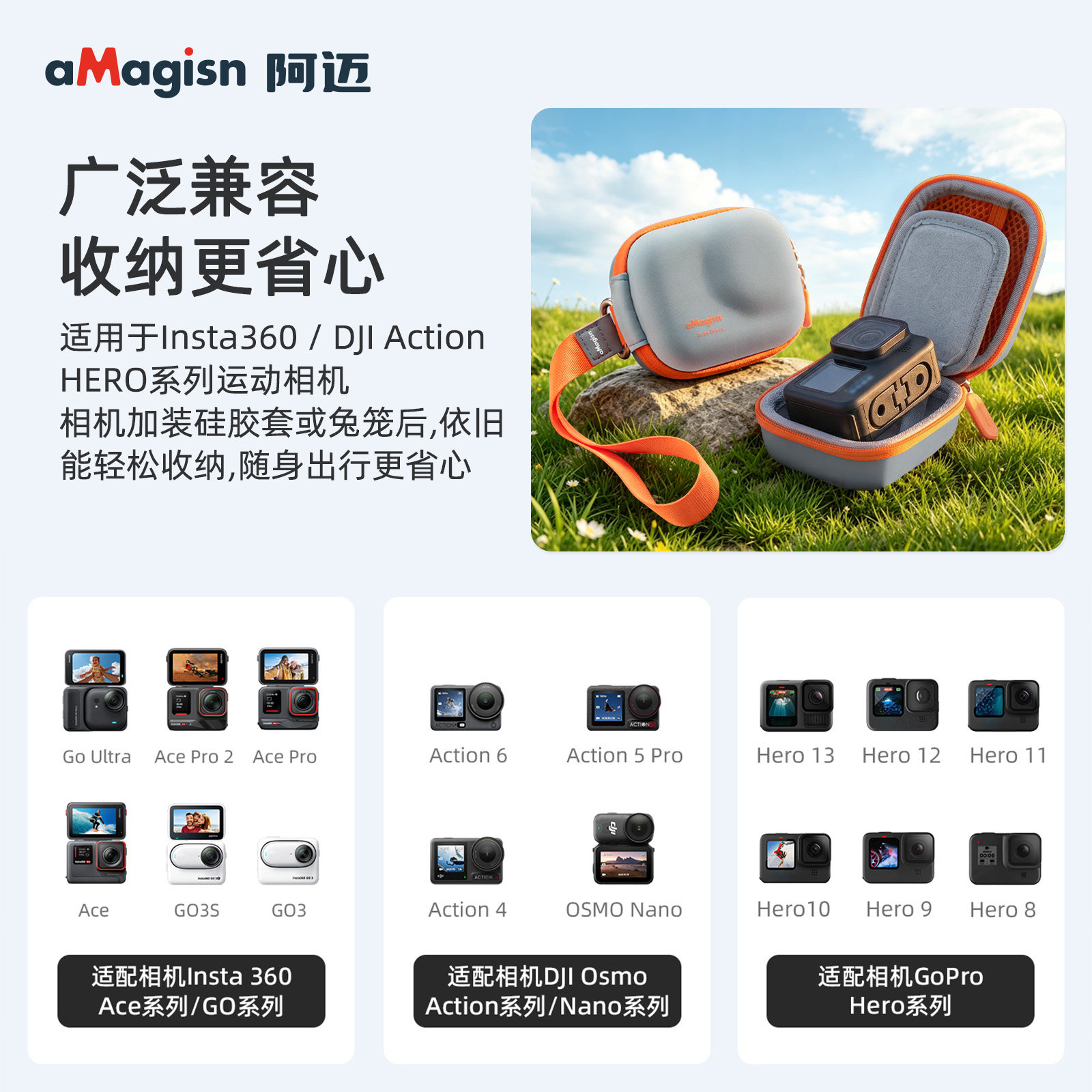 AMagisn Action Camera Mini Storage Bag