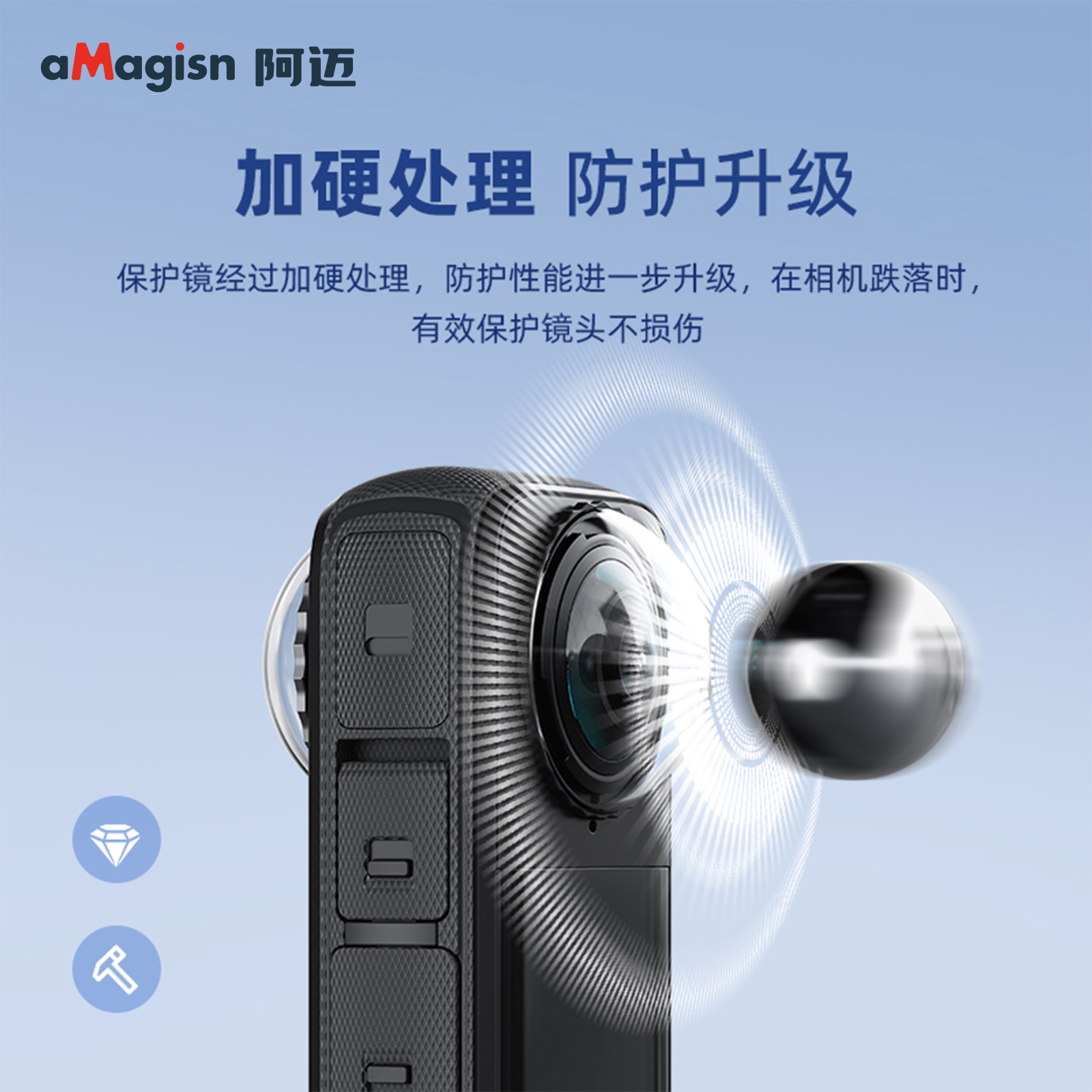 aMagisn阿迈适用影石Insta360 X4镜头高级保护镜可拆玻璃保护镜配件 - 图0