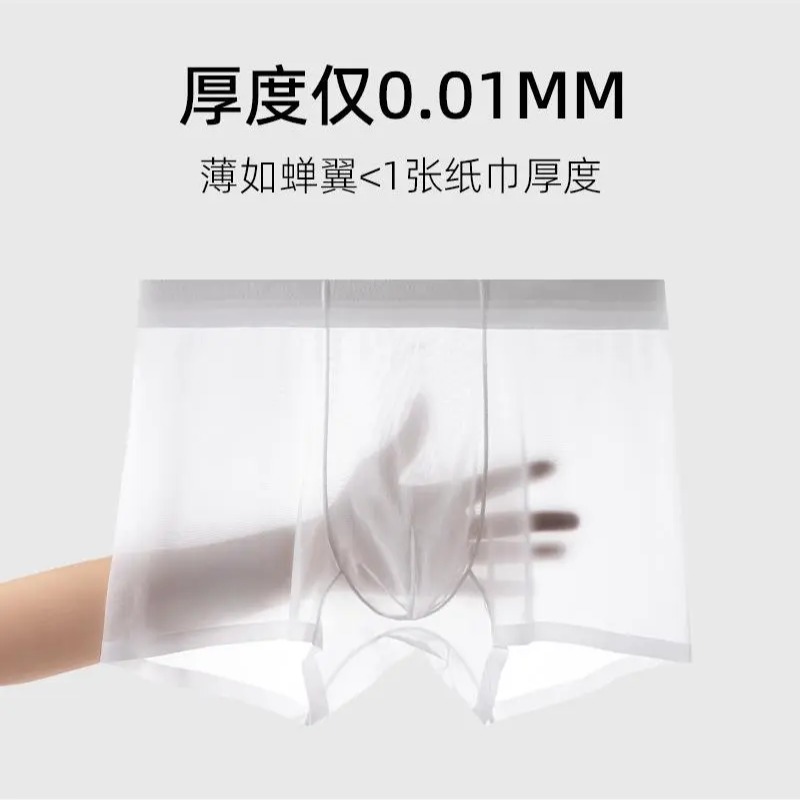 冰丝内裤男士无痕夏季薄款男全透明平角裤凉感2025新款男生四角裤 - 图1