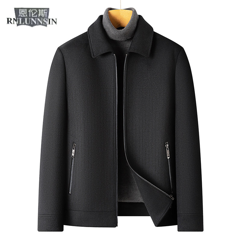 羊毛呢夹克男外套短款黑色翻领拉链款男装2025新款高端双面呢大衣,淘宝优惠券,粉丝福利购,淘宝优惠卷