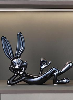 创意小鹿陶瓷电镀现代简约摆件