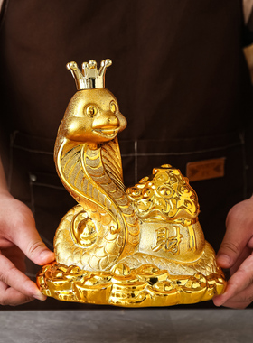 十二生肖蛇招财陶瓷摆件