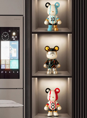 高级感网红暴力熊摆件公仔潮玩客厅软装电视酒柜酷酷熊装饰品摆设