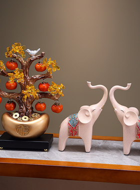 新中式高档招财树摆件新居送礼品