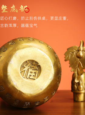 铜葫芦摆件大号纯铜百福空心开口大葫芦客厅家居玄关装饰品工艺品