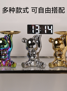 暴力熊存钱罐摆件ins智能数字电子时闹钟客厅卧室玄关家居装饰品