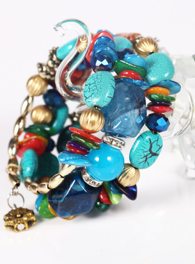 2017新款手链人造水晶 玛瑙石百搭多层精致经典手镯批发HY-2749-