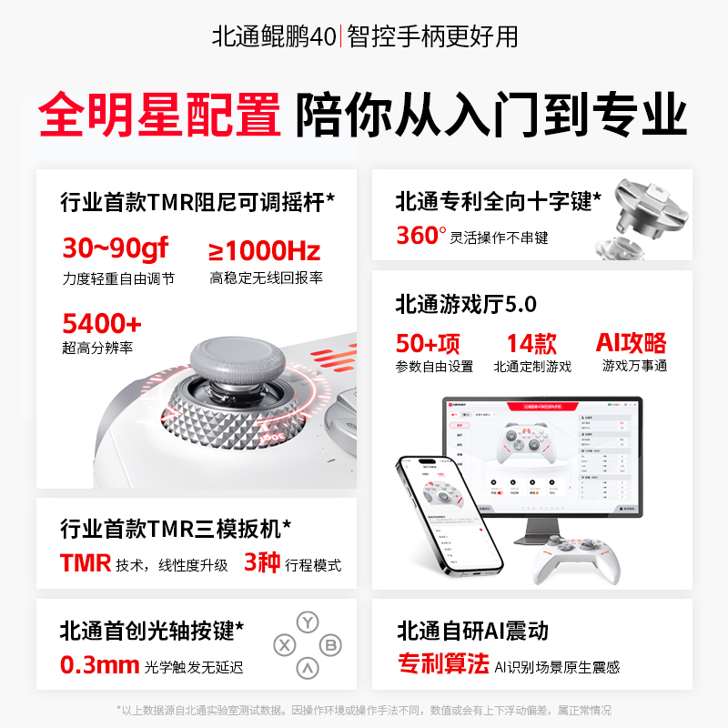 北通鲲鹏40智控无线游戏手柄xbox机械按键switch电脑PC手机电视steam蓝牙体感NS黑神话悟空原神Apex我的世界