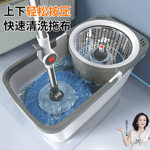 美尔雅2025新款家用旋转拖把免手洗一拖净毛巾布条拖头懒人神器 - 图1