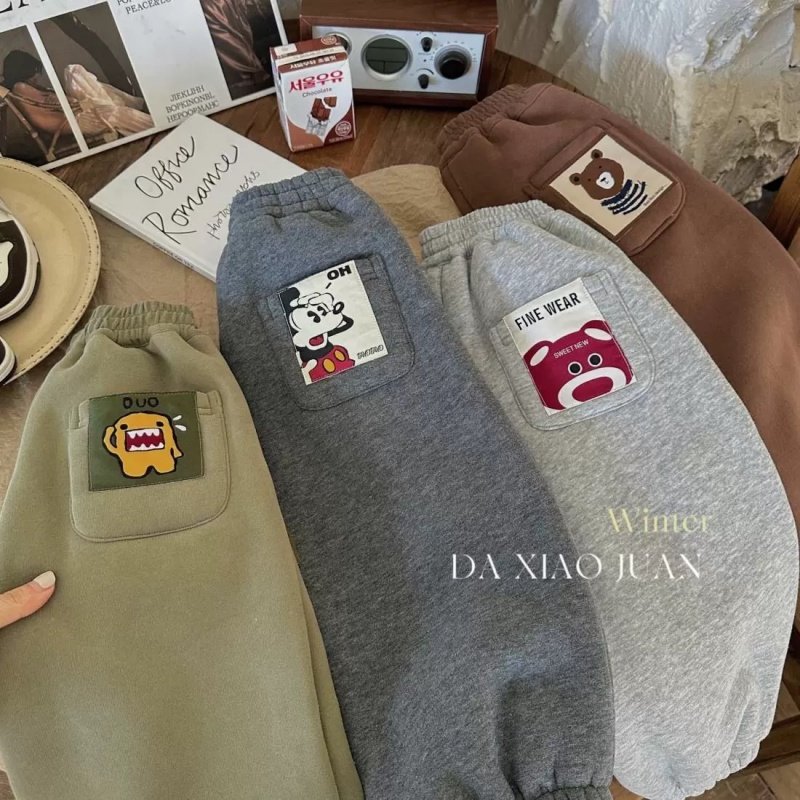 儿童加绒加厚裤子冬季休闲男女童宝宝一体绒保暖卫裤卡通束脚长裤,淘宝优惠券,粉丝福利购,淘宝优惠卷