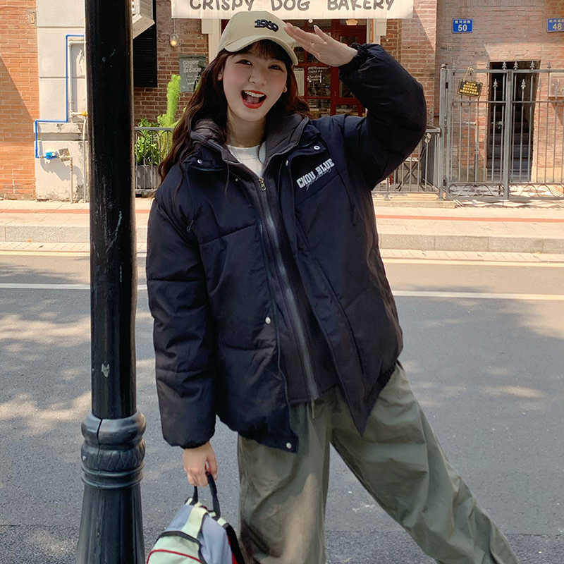 孕妇装美式高街羽绒棉服冬季新款宽松孕妈假两件加厚棉衣棉袄外套 - 图0